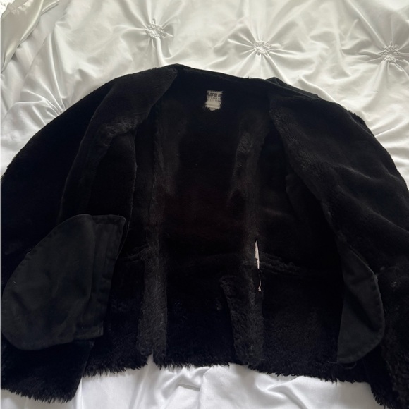 Zara Black Fur Jacket with Asymmetric Zipper - Picture 4 of 6